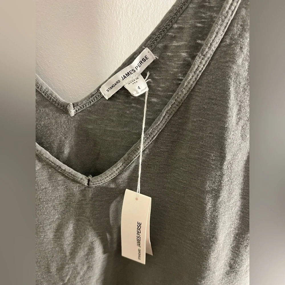 James Perse Grey V-Neck Tank Top NWT - Picture 2 of 6